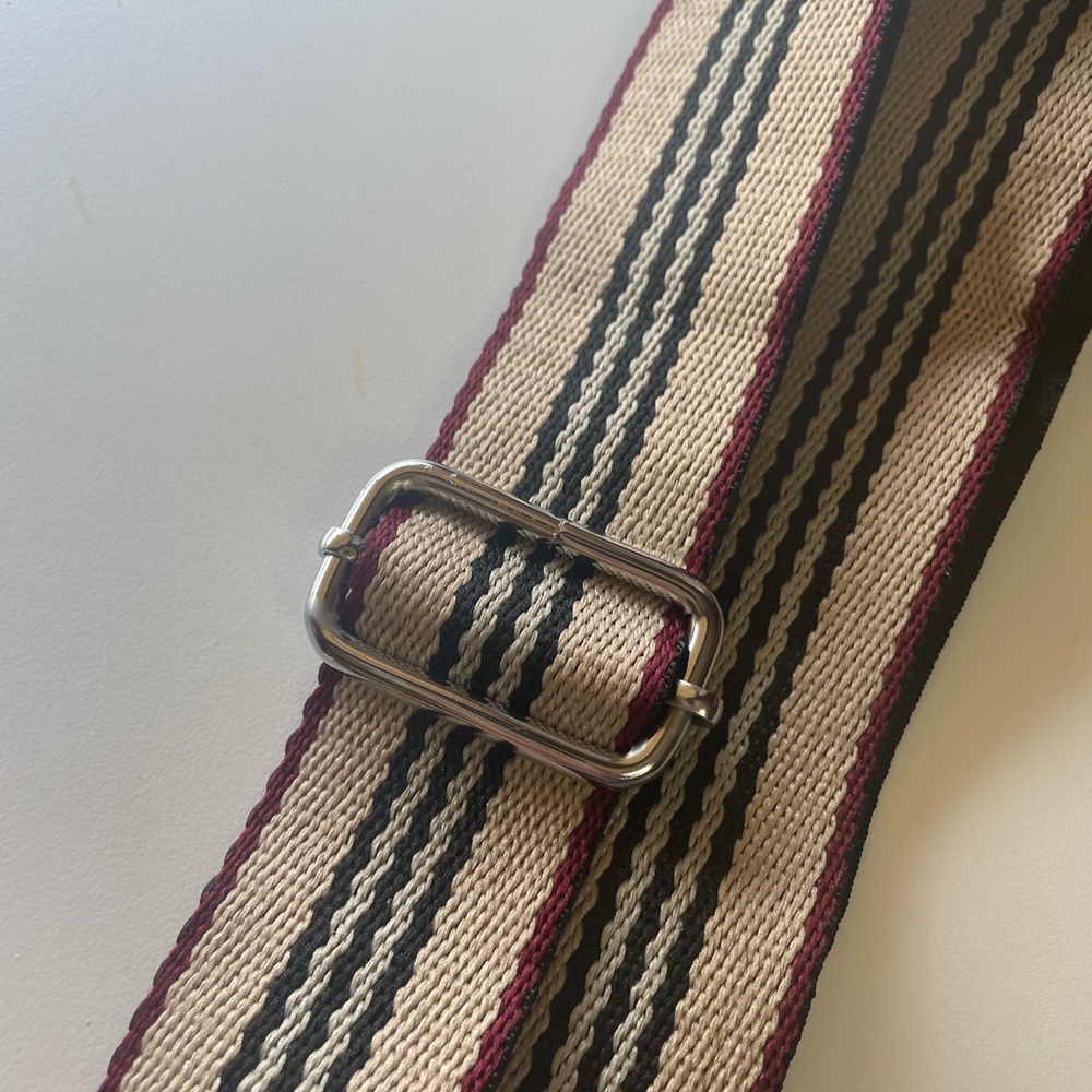 Adjustable Stripe Pattern 1.5” Wide Tan Green Replacement Purse Strap, NWT - Picture 5 of 6
